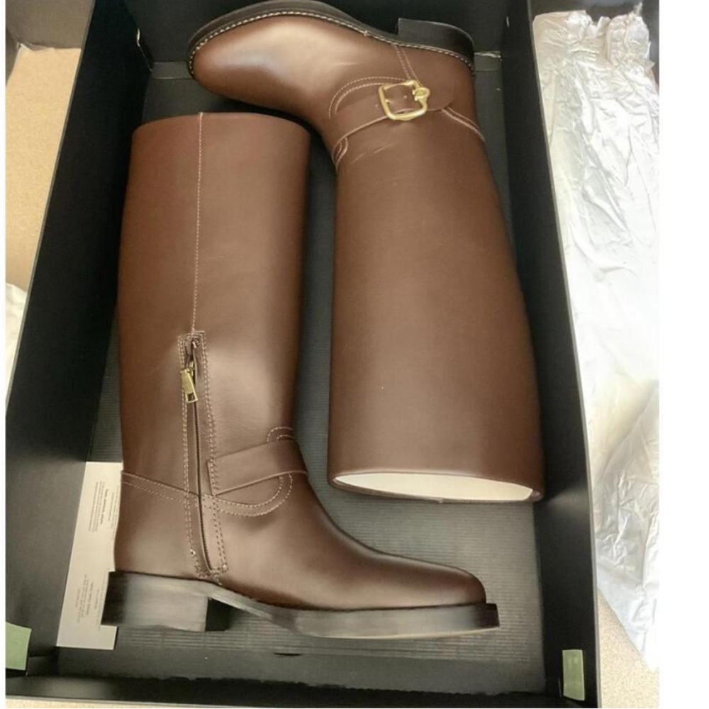 Womens Coach Madeline Brown Buckle Detail Tall Block Heel Boots. Size 6.5